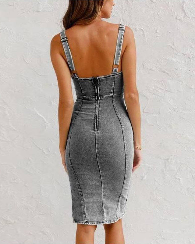 Sawsan | Abito sottoveste in denim aderente